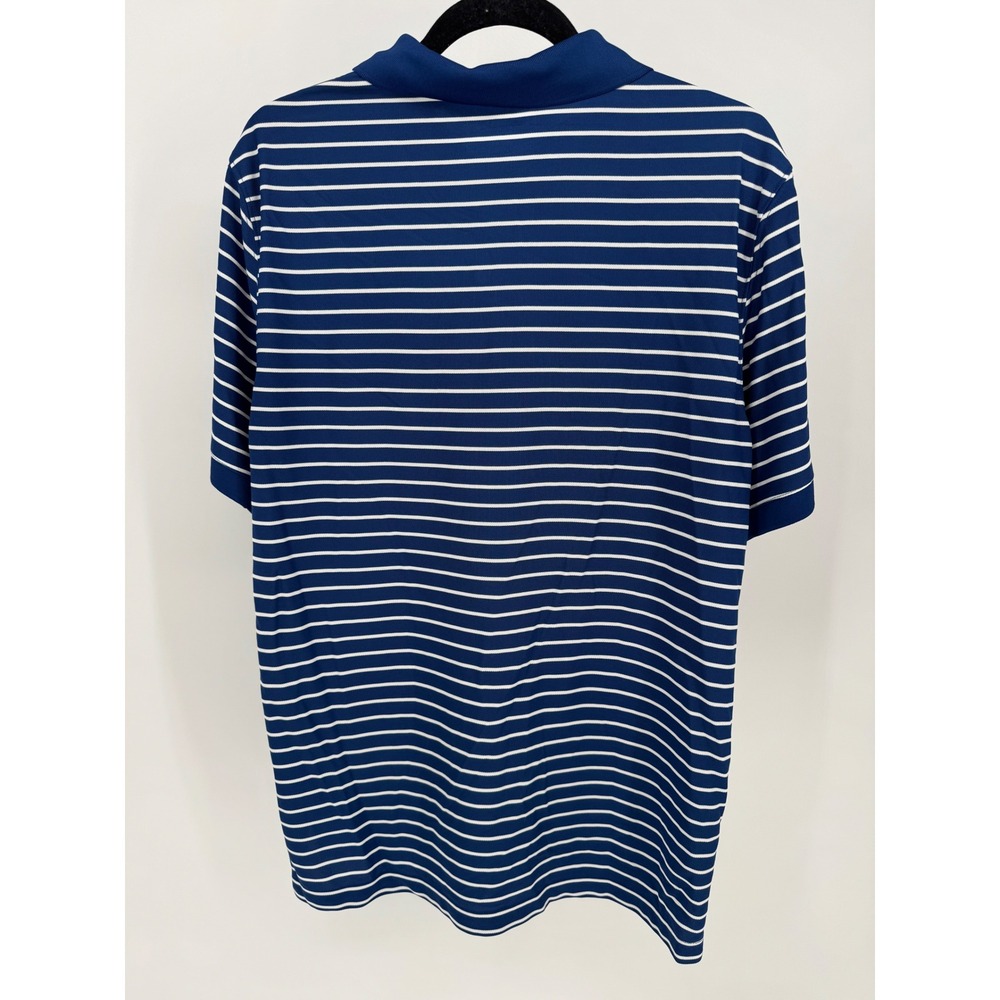 Crown Ivy Men's Blue‎ White Stripe Short Sleeve Polo Shirt Medium - Picture 4 of 5
